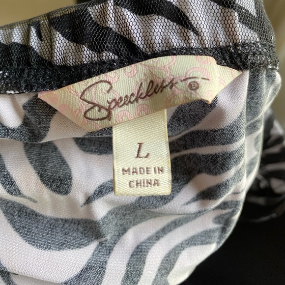 Speechless Sparkly Zebra Print Dress w/ Bow & Rhinestone Straps - Picture 5 of 6